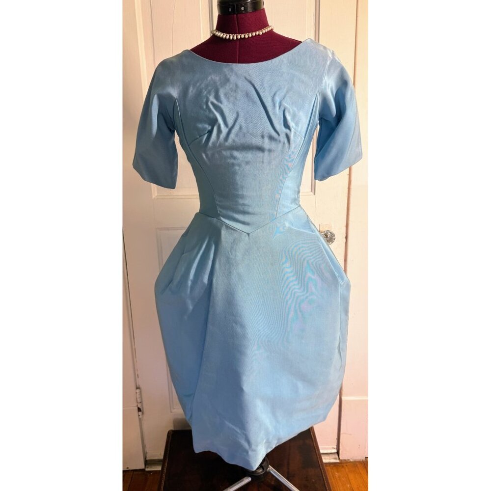 Vintage 50's Blue Fit Flare Bubble Party Dress